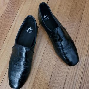 NWOT Aquatalia Revy Black Croc Embossed Loafer Flats Sz 9